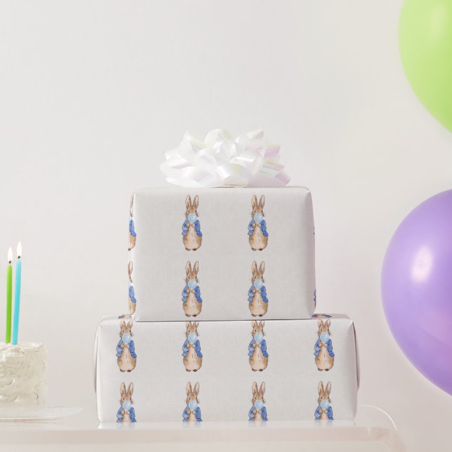 Klassisk kanin som blåser en blå bubbelgum presentpapper (Festgåvor)