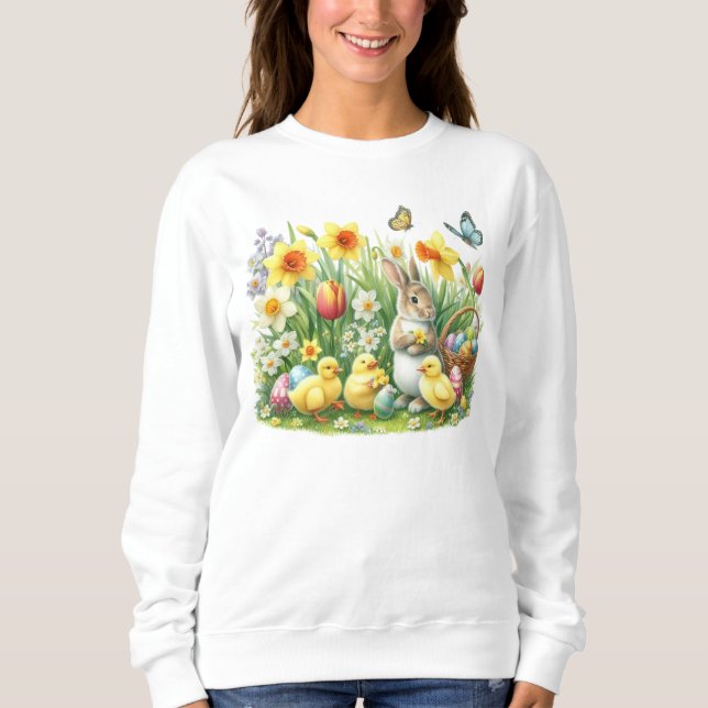 Klassisk kanin/Vintage vår/kyckling T Shirt (Framsida)