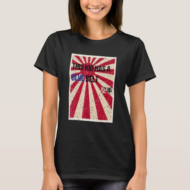 Klassisk karate blå bälte ungdom barn t shirt (Framsida)