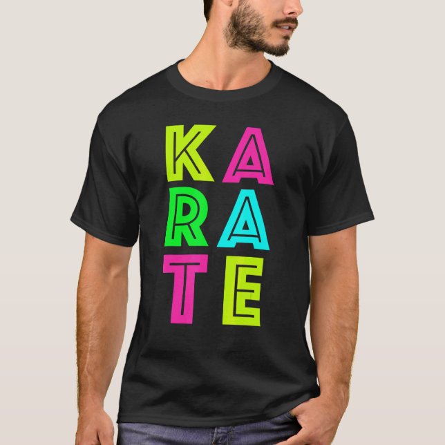 Klassisk karate svart bälte gi uniform karate t shirt (Framsida)