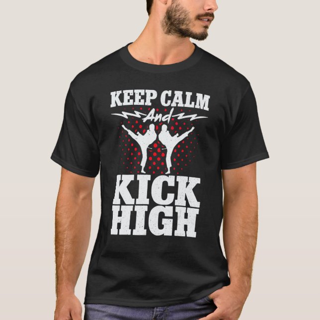 Klassisk karate svart bälte Gi uniform Keep Calm A T Shirt (Framsida)