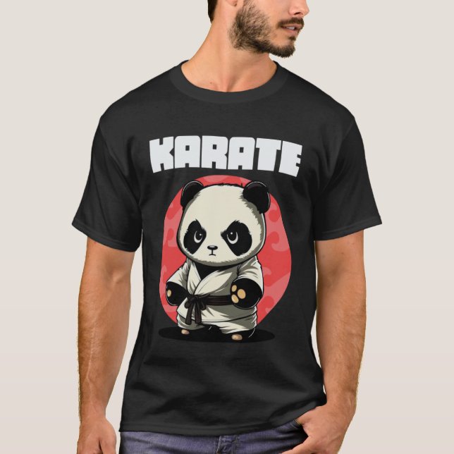 Klassisk Karateka Karate Panda T Shirt (Framsida)