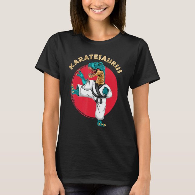 Klassisk Karatesaurus  Karate Dinosaurie T Shirt (Framsida)