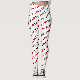 Klassisk KÄRLEK Heart Motif Mönster Elegant Leggings