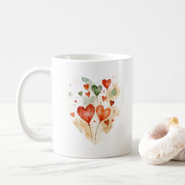 Klassisk Kärlekshjärta-mugg i vattenfärg Kaffemugg (Med munk)