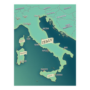 Klassisk karta över Italien Fototryck