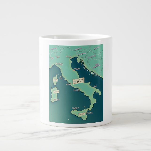 Klassisk karta över Italien Jumbo Mugg (Framsidan)