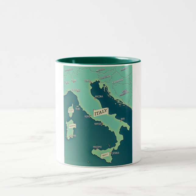 Klassisk karta över Italien Två-Tonad Mugg (Center)