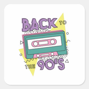 Klassisk kassett från 90-talets nostalgi fyrkantigt klistermärke