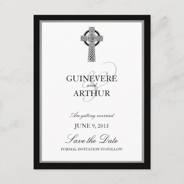 Klassisk keltisk kors bröllop Save the Date Meddelande Vykort (Framsida)