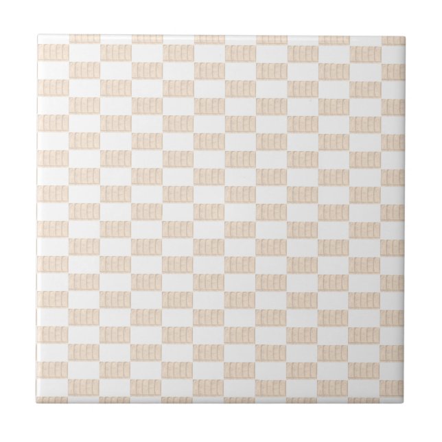 Klassisk keramisk platta Beige randig rutig Kakelplatta (Framsidan)