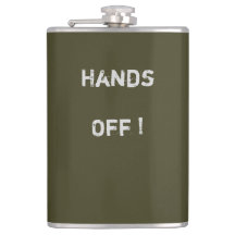 Klassisk Khaki-flaska med texten "Hands Off">  Hip