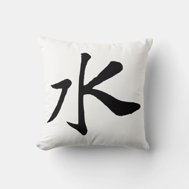 Klassisk kinesisk kalligrafi-Vatten-#001- Kudde (Framsida)