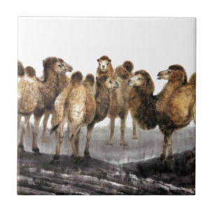 Klassisk kinesisk stilkonst, flock av kamel kakelplatta