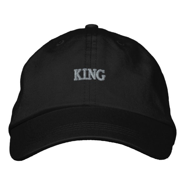 Klassisk KING Text Tryckt Svart Grundläggande Just Broderad Keps (Framsida)