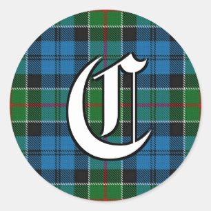 Klassisk Klan Colquhoun Tartan Monogram Runt Klistermärke