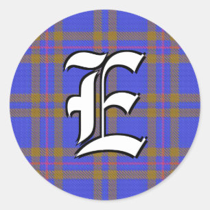 Klassisk Klan Elliot Elliott Tartan Monogram Runt Klistermärke