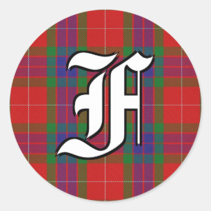 Klassisk Klan Fraser Tartan Monogram Runt Klistermärke
