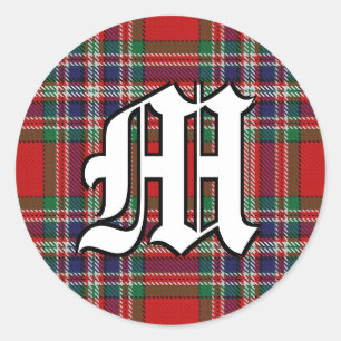 Klassisk Klan MacFarlane Tartan Monogram Runt Klistermärke