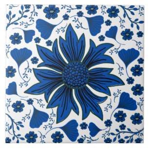 Klassisk kobolt blå och vit William Morris Kakelplatta