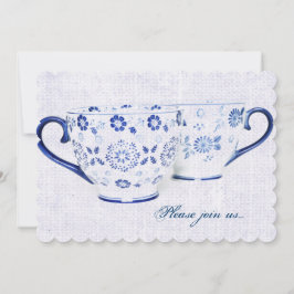 Klassisk kobolt blue mönster tea kopp inbjudningar