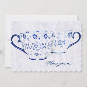 Klassisk kobolt blue mönster tea kopp inbjudningar
