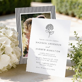 Klassisk Kolhydrangea Foto Bröllop Inbjudningar