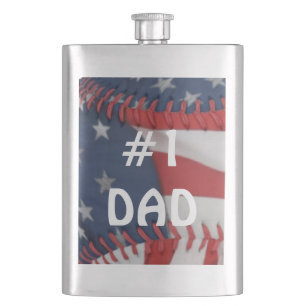 Klassisk kolv/amerikansk Flagga Baseball #1 Pappa Fickplunta