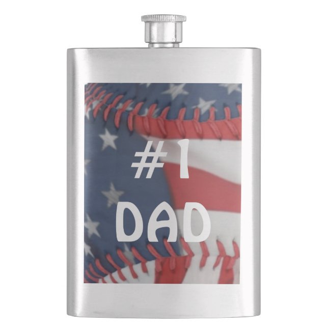 Klassisk kolv/amerikansk Flagga Baseball #1 Pappa Fickplunta (Framsidan)