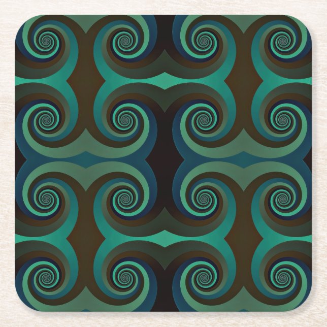 Klassisk konsthandsvart och helgdag grönt underlägg papper kvadrat (Framsidan)