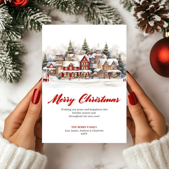Klassisk konstnärlig vinterscen julkort (Classic Artistic Winter Scene Greeting Card)