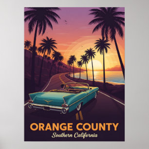 Klassisk konvertibel marschering genom orange fylk poster