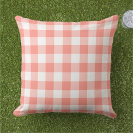 Klassisk korall vit gingham rutig check kudde