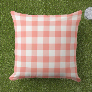 Klassisk korall vit gingham rutig check kudde