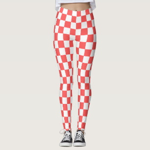 Klassisk korallröd rutig mönster leggings