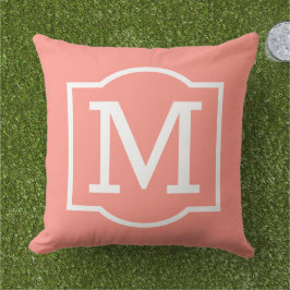 Klassisk Korallvit Fästemärke Monogram Kudde
