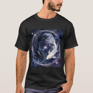 Klassisk Kosmisk Koi Fisk Yin Yang T Shirt