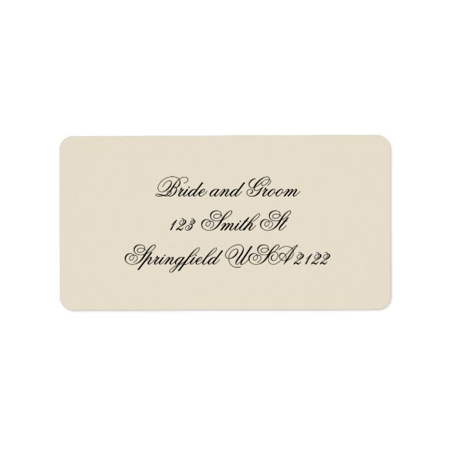 Klassisk Kräm & Svart Minimalistisk Elegant Bröllo Adressetikett (Framsidan)