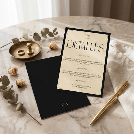 Klassisk krämmonogram Bröllopsinformationskort Tilläggskort