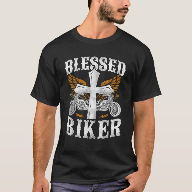 Klassisk kristen Biker Blsed Biker T Shirt (Framsida)