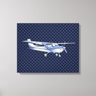 Klassisk krom Cessna Blue Carbon Fiber Canvastryck