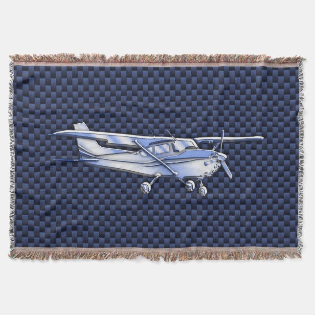 Klassisk krom Cessna Blue Carbon Fiber Filt (Framsidan)