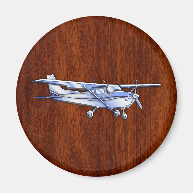 Klassisk krom-cessna-flygande mahogany magnet (Framsidan)