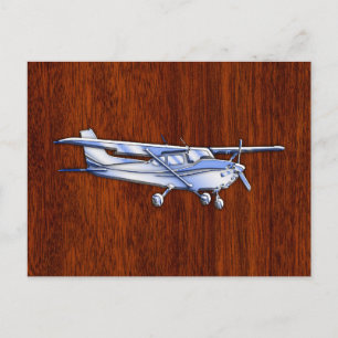 Klassisk krom-cessna-flygande mahogany vykort