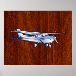Klassisk krom som Cessna på mahogany Poster