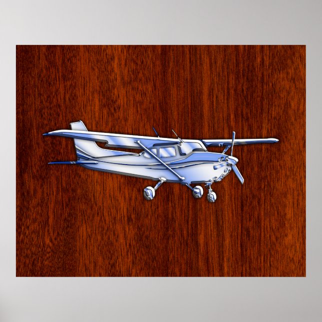 Klassisk krom som Cessna på mahogany Poster (Framsidan)