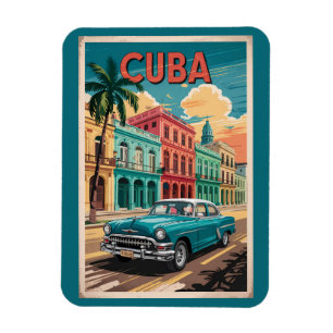 Klassisk kubansk bilillustration Resekonst Vintage Magnet