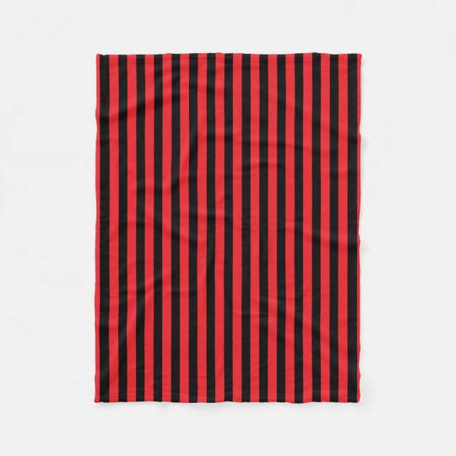 Klassisk kute Modern Black and Red Stripe Fleecefilt (Framsidan)