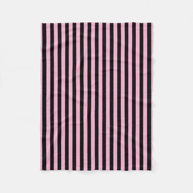 Klassisk kute Modern Black and Rosa Stripe Fleecefilt (Framsidan)