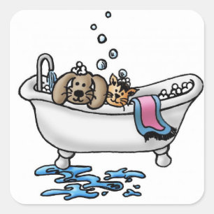 Klassisk kvadratisk etikett/Pet Bath Fyrkantigt Klistermärke